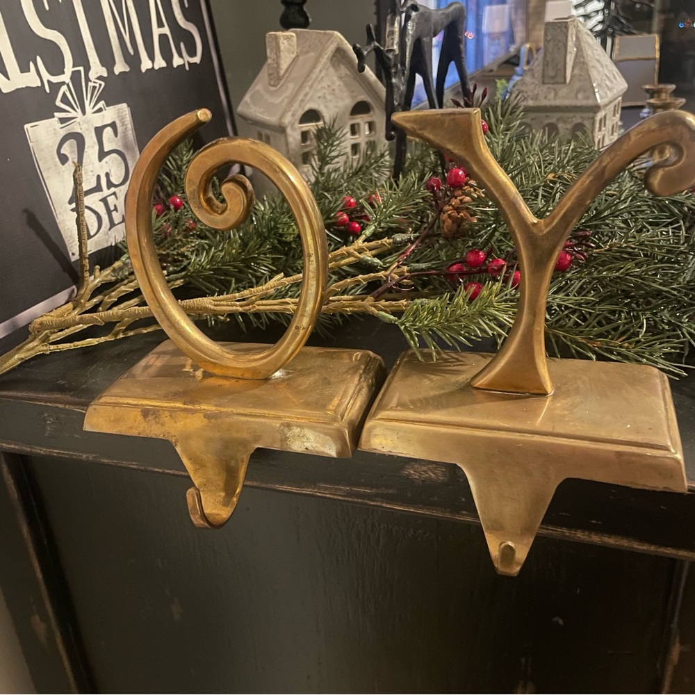 Pottery Barn Stocking Hanger Hook Holder Letter “ O” & “ y” Brass